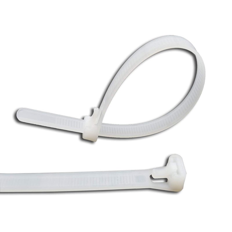 Superun Releasable Zip Ties 8 Inch, 50 Lbs Tensile Strength Wire Ties (Reusable Cable Ties) Pack of 100 White - Image 1